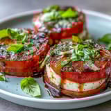 caprese salad basil oil drizzle