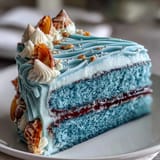 Ocean blue Cancer Zodiac Cake, glistening with edible shells, ready to enjoy.