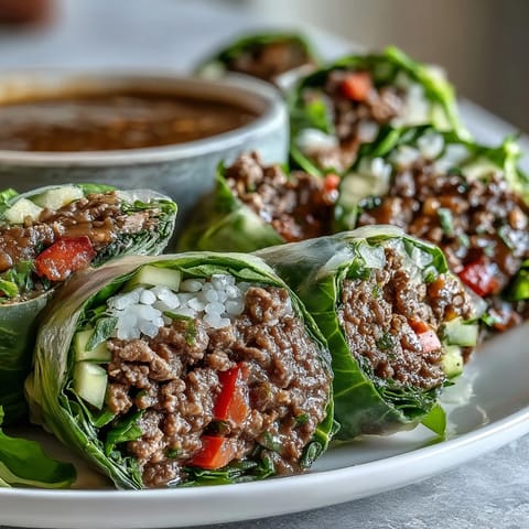 Thai Basil Beef Rolls with tender beef, aromatic basil, and crunchy vegetables wrapped in soft rice paper, plated for a colorful appetizer.