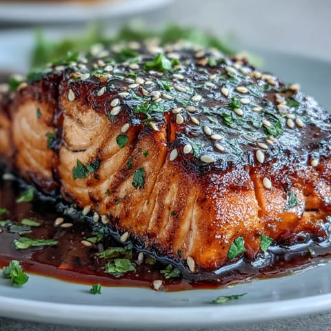 Honey Sriracha Salmon Bowl with avocado, cucumber, and jasmine rice in a spicy-sweet glaze.
