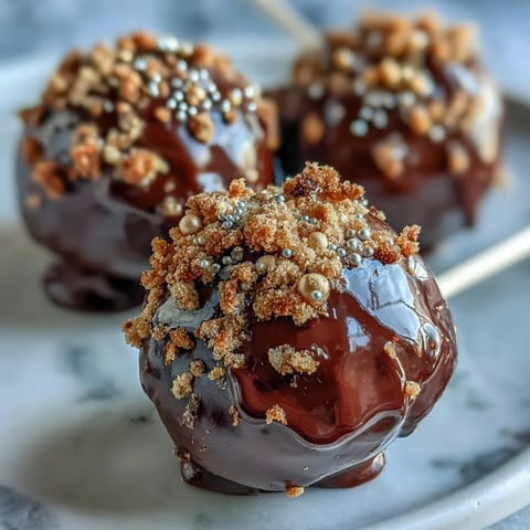Festive Pot of Gold Cake Pops with black coating and edible gold sprinkles for St. Patrick's Day dessert.  
