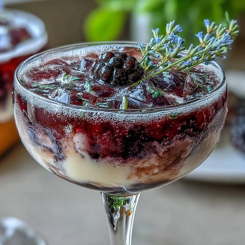 Vibrant Blackberry Lavender Lemonade Fizz ready for a summer garden party.