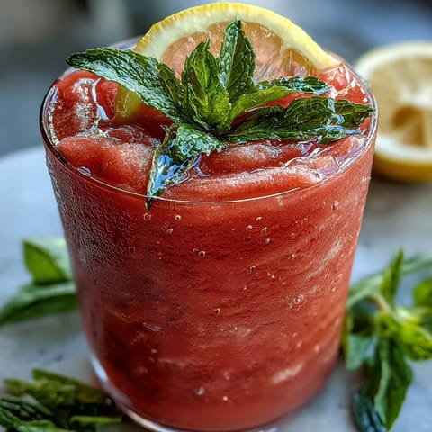Frozen Watermelon Lemonade Slushie: vibrant summer drink blending sweet watermelon and tangy lemon.