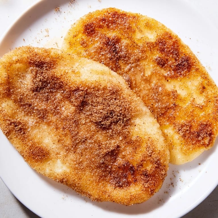 Close-up of freshly made Elephant Ears, the fried dough sprinkled with cinnamon and sugar.