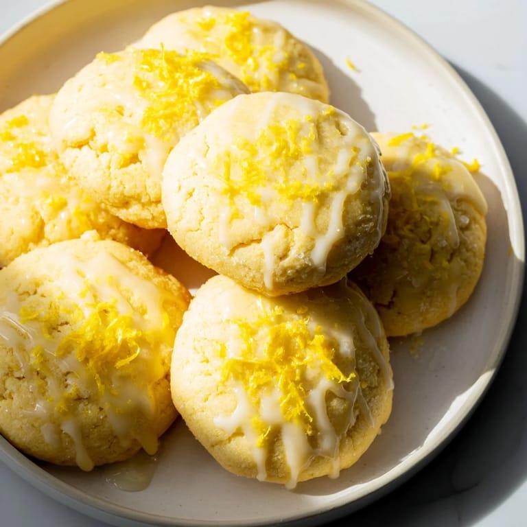 Bright, sweet Lemon Sugar Cookies, glazed and ready to eat, a delightful dessert.