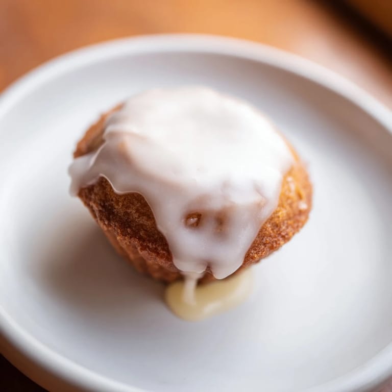 These homemade muffin tin donuts have a sweet, vanilla-infused glaze dripping over soft, cakey textures.