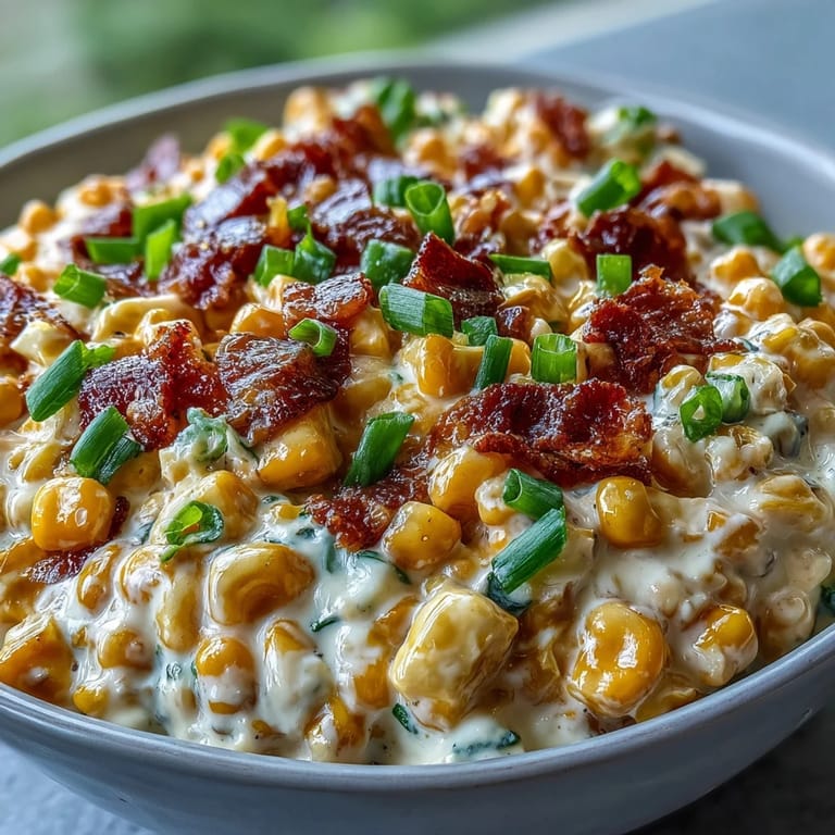 Fresh Crack Corn Dip in a white bowl with jalapeños and shredded cheddar, served with tortilla chips at a party.