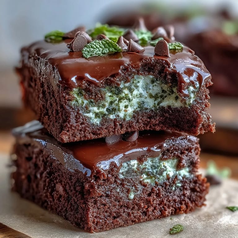 Delicious mint chocolate chip brownie bites topped with extra chocolate chips for a festive treat.