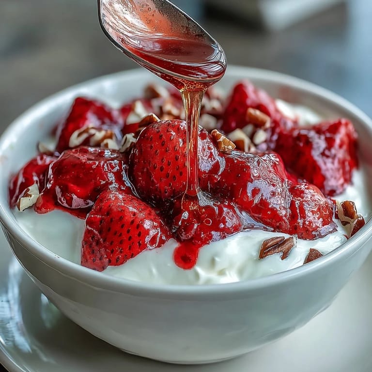 Homemade strawberry compote adds vibrant sweetness to Greek yogurt bowls topped with nuts and granola.  