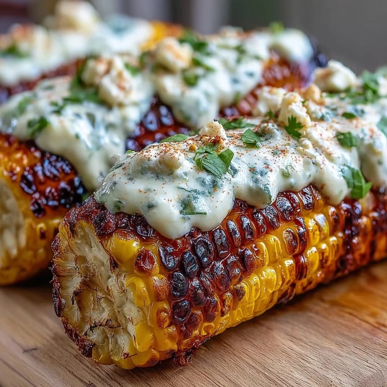 Mexican street corn recipe with tangy crema, fresh cilantro, and a sprinkle of Cotija cheese for authentic flavor.  