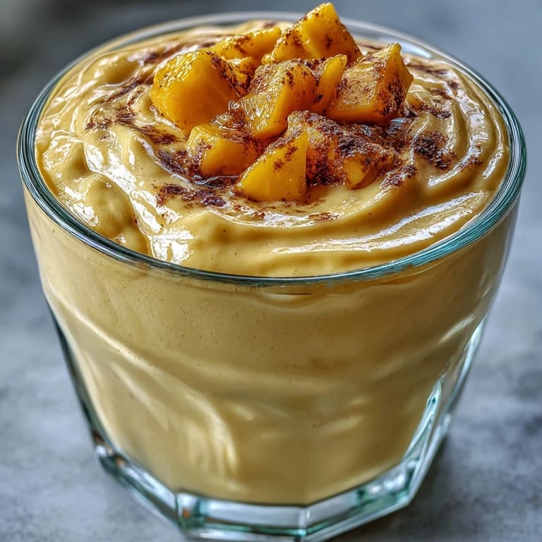 Sip this smooth, icy mango lassi smoothie, perfect for a light, tropical treat.