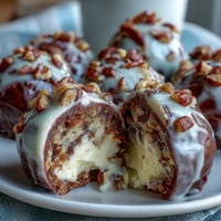 Bite-sized carrot cake truffles coated in rich cream cheese, topped with crunchy nuts for a perfect spring dessert.