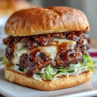 Crispy smash burger sliders glistening with secret sauce, ready for backyard BBQs.